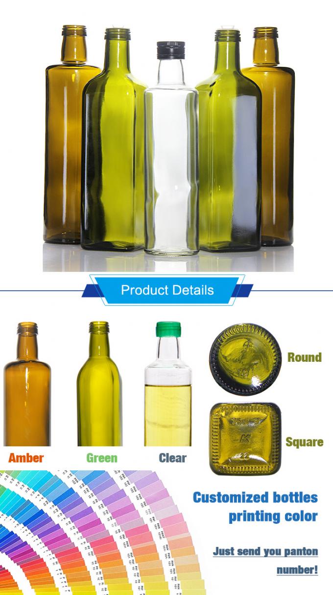 재활용 된 정면 유리 기름 병 올리브 오일 크루트 글래스 250ml 500ml 3