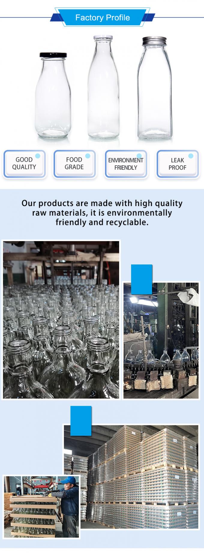 OEM 다시 닫을 수 있는 유리 우유 병 250ml 300ml 500ml 750ml 1000ml 병 2