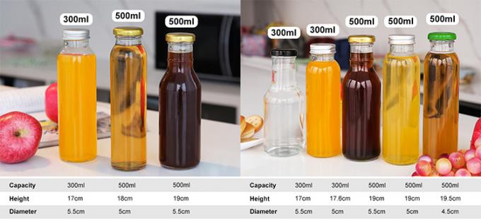 투명 덩어리 유리 주스 병 2 온스 300ml 음료용 2