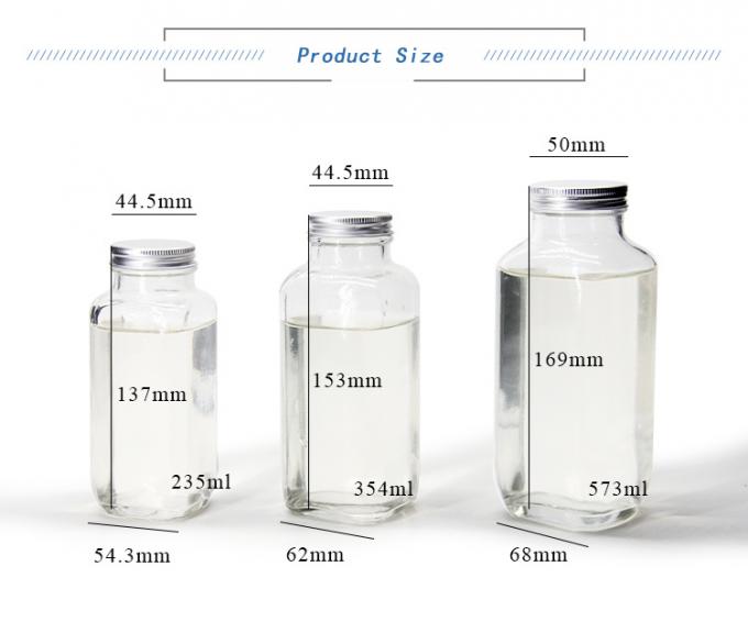 프랑스 퀘어 에어티크 주스 병 주스 포장용 유리 병 8oz 2oz 16oz 1