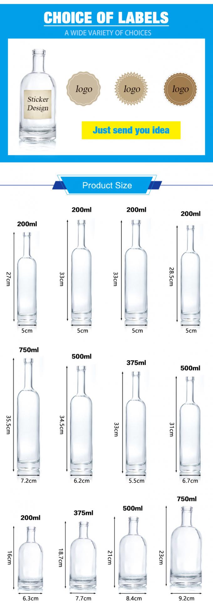 저렴한 가격750ml 플린트 유리 술 병 주문 인쇄 칵테일 위스키 럼 7