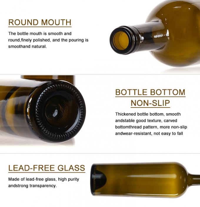BPA 없는 유리 와인 병 검은 갈색 파란색 리슬링 병 500ml 750 ml 3