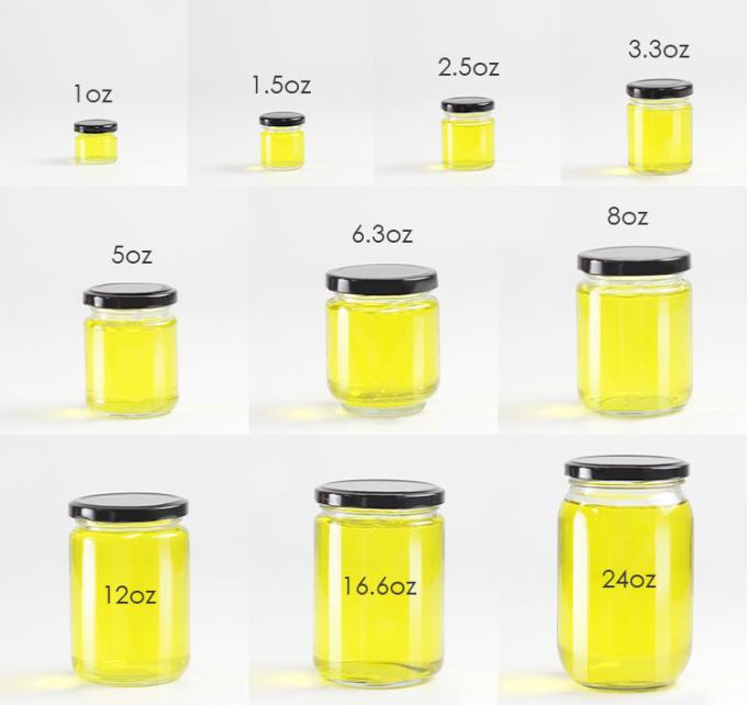 식품 등급 둥근 투명 25ml ~ 1000ml 젤리 꿀 젤리 유리 저장 용기 금속 공기 밀폐장 1
