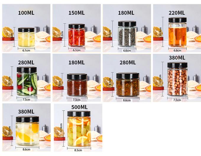 개인 레이블 380Ml 500Ml 750Ml 1L 실린더 모양의 꿀 잔 금판 뚜?? 이 있는 유리 잔 3