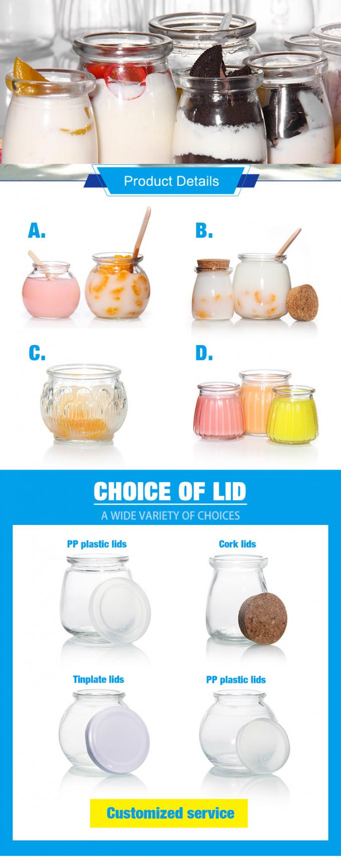 100ml 유리 요구르트 병 pudding jar 젤리 무스 디저트 컵과 플라스틱 뚜?? 과 신선한 우유 병 0