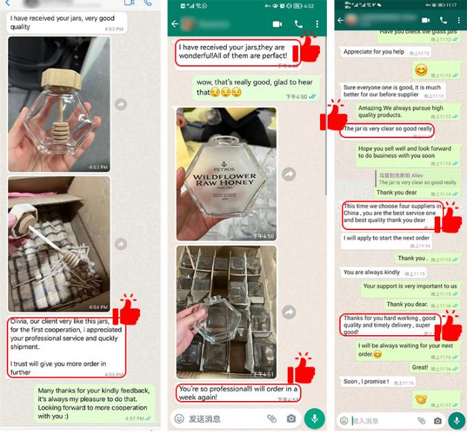 100ml 220ml 뚜?? 이 있는 육각형 유리 음식 용기 9