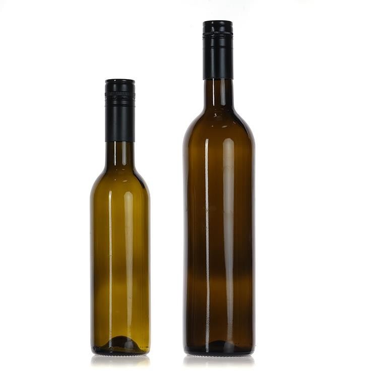 750ml 보르도 유리 와인 병 둥글 고리 바닥 평면