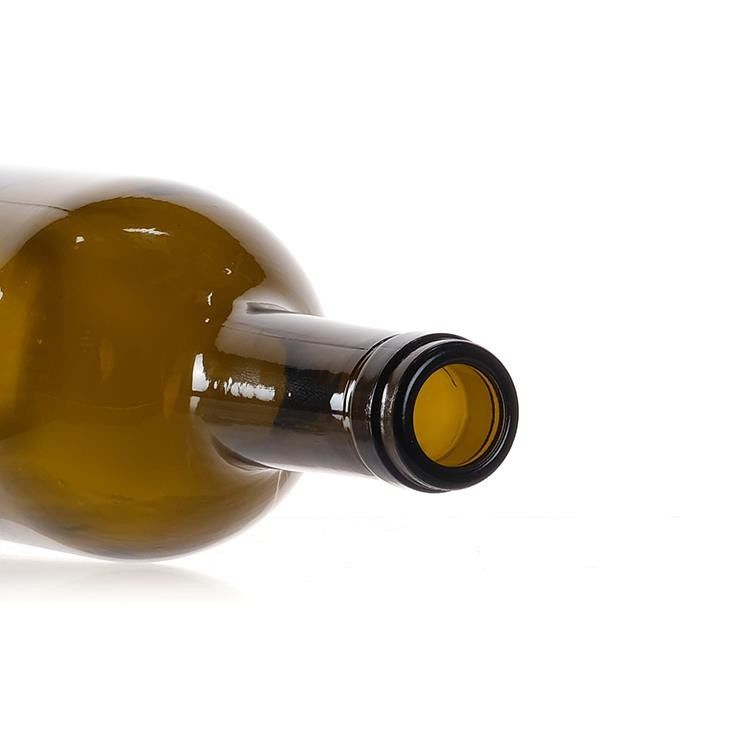 750ml 보르도 유리 와인 병 둥글 고리 바닥 평면