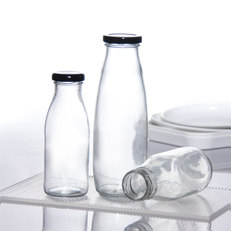 OEM 250ml 500ml 1000ml 2 리터 유리 우유 병 캔 식품 등급 둥근 모양