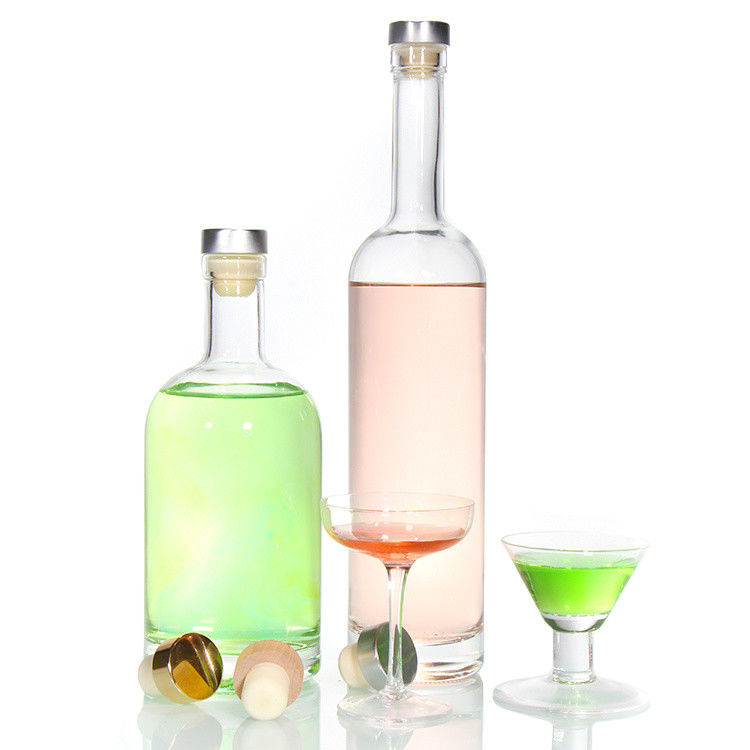 저렴한 가격750ml 플린트 유리 술 병 주문 인쇄 칵테일 위스키 럼