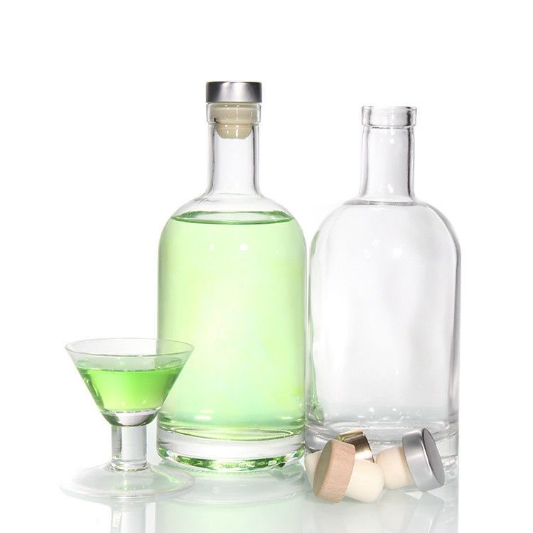 저렴한 가격750ml 플린트 유리 술 병 주문 인쇄 칵테일 위스키 럼