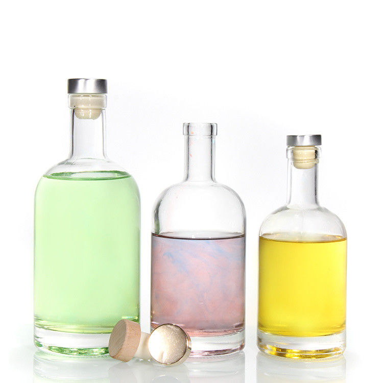 저렴한 가격750ml 플린트 유리 술 병 주문 인쇄 칵테일 위스키 럼
