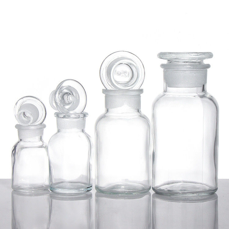 넓은 입 Amber 유리 약병 병 대용량 알약 화학 반응기 250ml 500ml