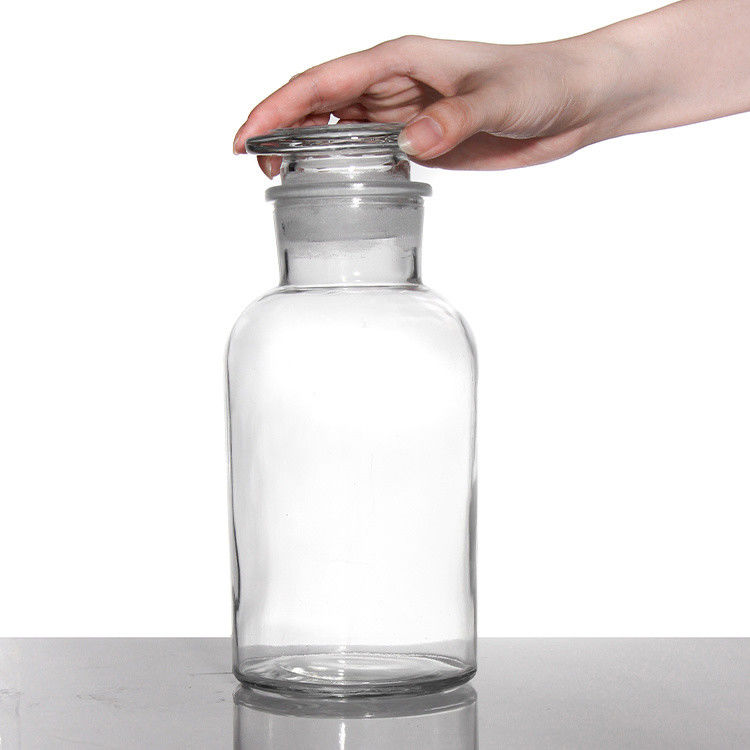 넓은 입 Amber 유리 약병 병 대용량 알약 화학 반응기 250ml 500ml