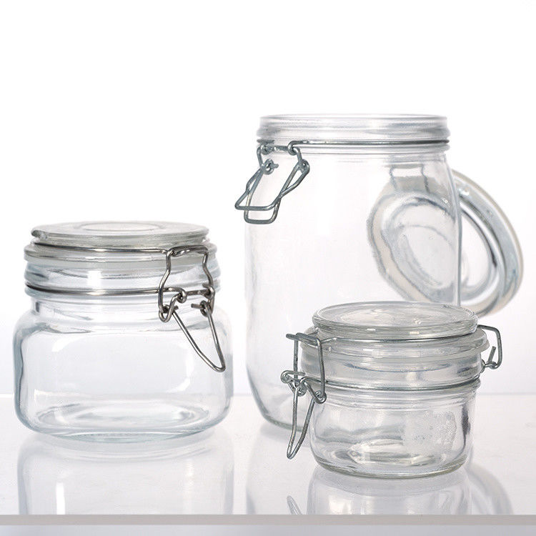 커스텀 대형 용량 밀폐 된 병 클리어 빈 유리 항아리 클립 뚜?? 100ml 200ml