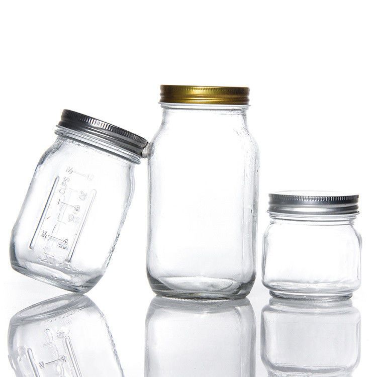 사용자 정의 디자인 8 Oz 16 Oz 식품 저장 컨테이너 뚜?? 이 있는 유리 메이슨 잔