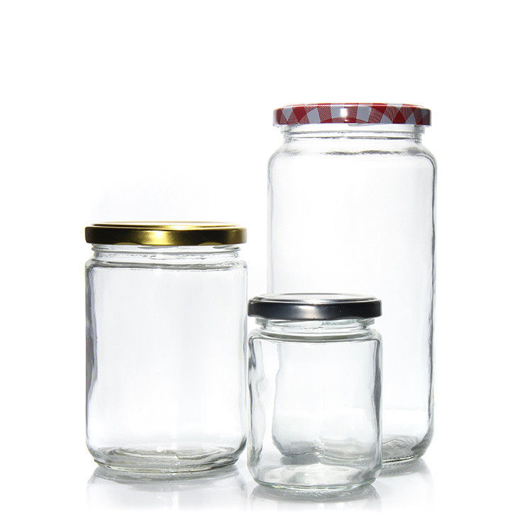 식품 등급 둥근 투명 25ml ~ 1000ml 젤리 꿀 젤리 유리 저장 용기 금속 공기 밀폐장