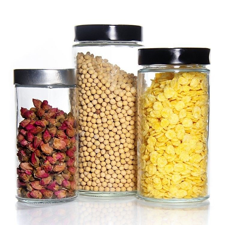 개인 레이블 380Ml 500Ml 750Ml 1L 실린더 모양의 꿀 잔 금판 뚜?? 이 있는 유리 잔