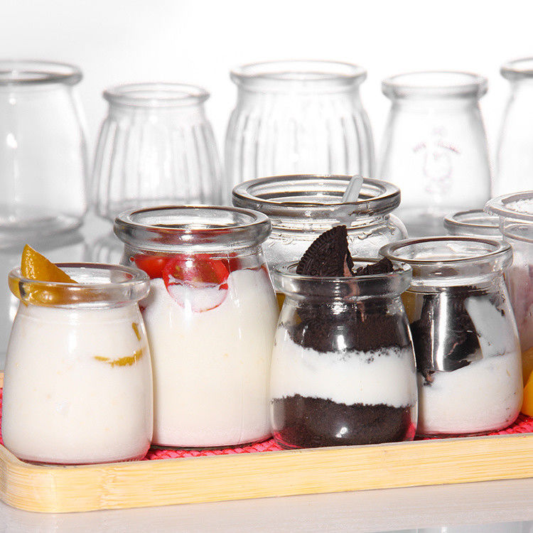 100ml 유리 요구르트 병 pudding jar 젤리 무스 디저트 컵과 플라스틱 뚜?? 과 신선한 우유 병