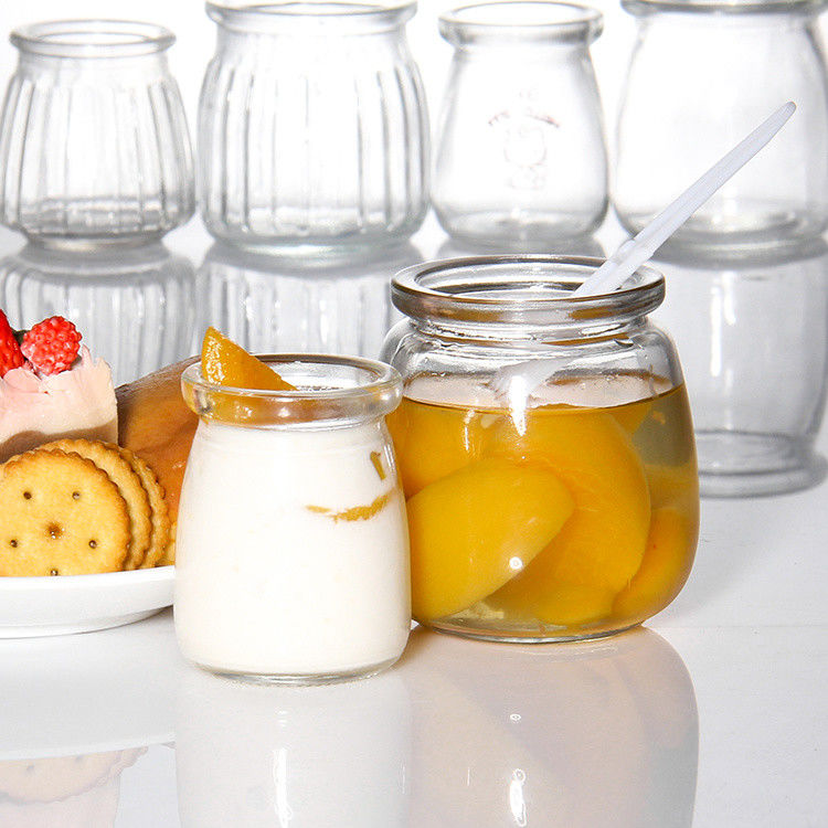 100ml 유리 요구르트 병 pudding jar 젤리 무스 디저트 컵과 플라스틱 뚜?? 과 신선한 우유 병