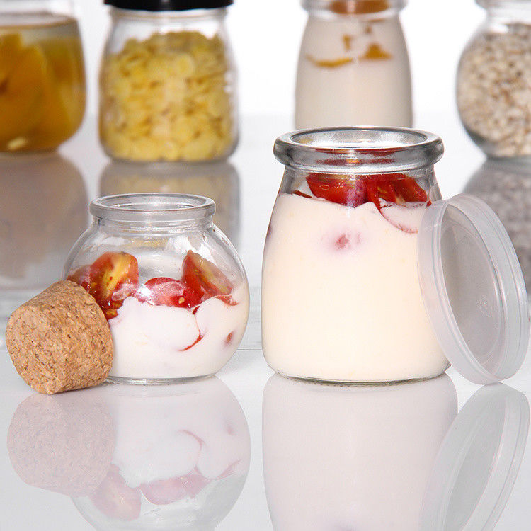 100ml 유리 요구르트 병 pudding jar 젤리 무스 디저트 컵과 플라스틱 뚜?? 과 신선한 우유 병