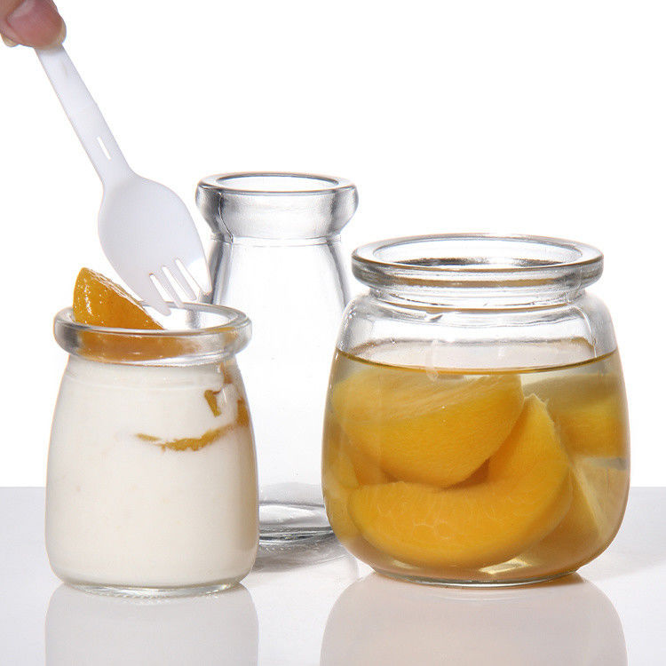 100ml 유리 요구르트 병 pudding jar 젤리 무스 디저트 컵과 플라스틱 뚜?? 과 신선한 우유 병