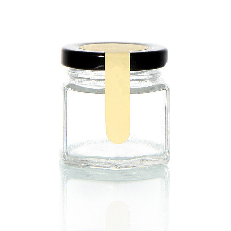 사용자 지정 로고 100 ml 180 ml 280 ml 380 ml 햄 소스 저장 유리 병 맑은 육각형 유리 꿀 병