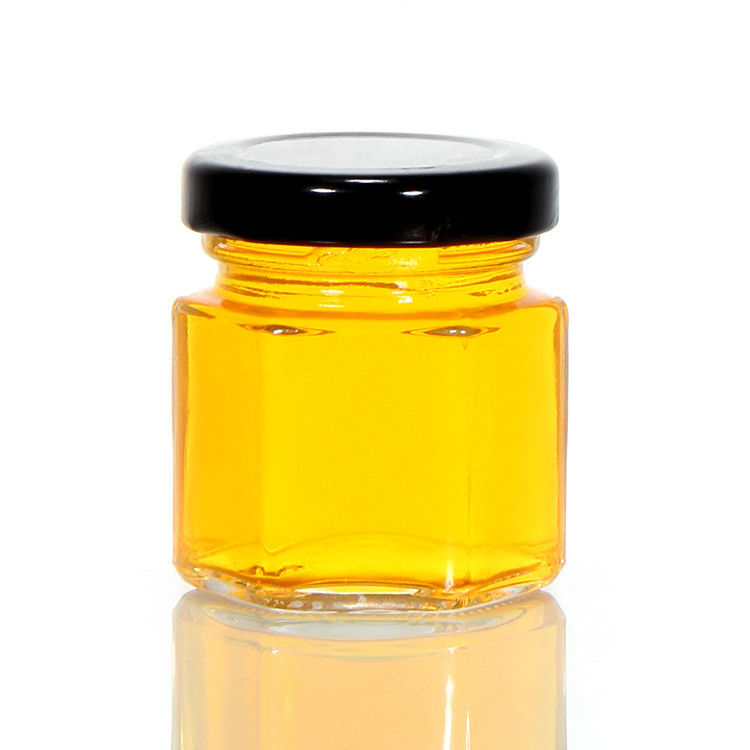 꿀 보관용 둥근 투명한 100ml 유리 병 금속 뚜?? 이 있는 식품 포장