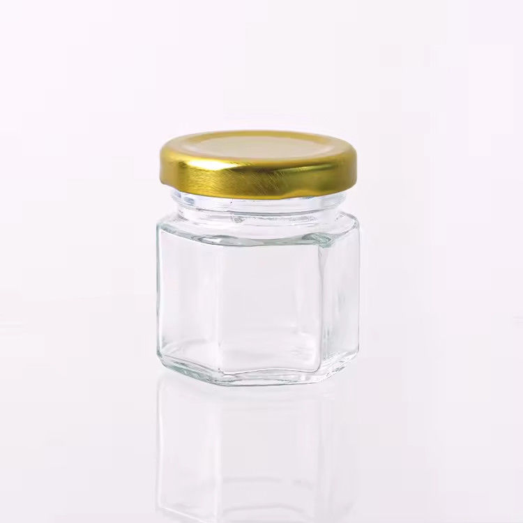맞춤형 라벨 육각형 모양 100ml 180ml 380ml 꿀 유리 잔 올리브 과일 자메