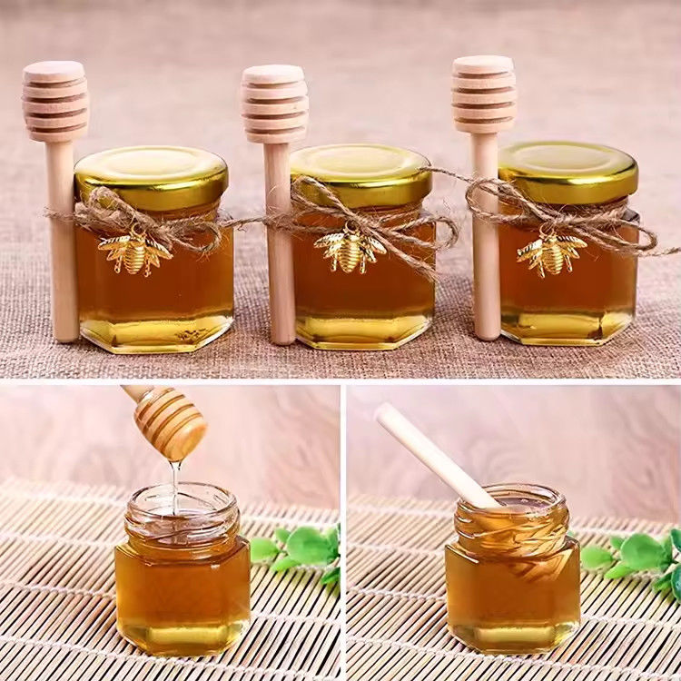 맞춤형 라벨 육각형 모양 100ml 180ml 380ml 꿀 유리 잔 올리브 과일 자메