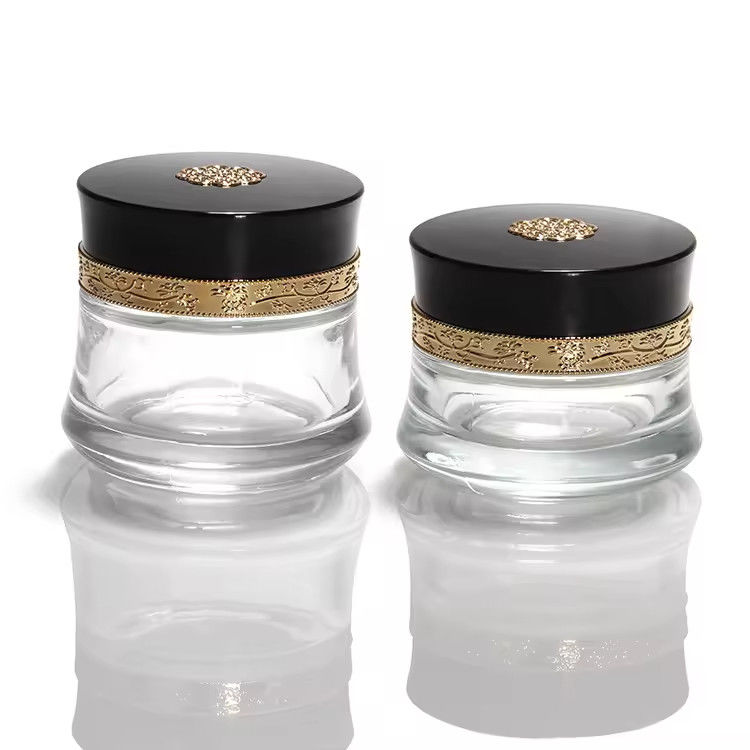 화장품 얼굴 크림 유리 병 50ml 및 유리 포장 둥근 얼음 유리 병 품질 사용자 정의 5g 10g 15g