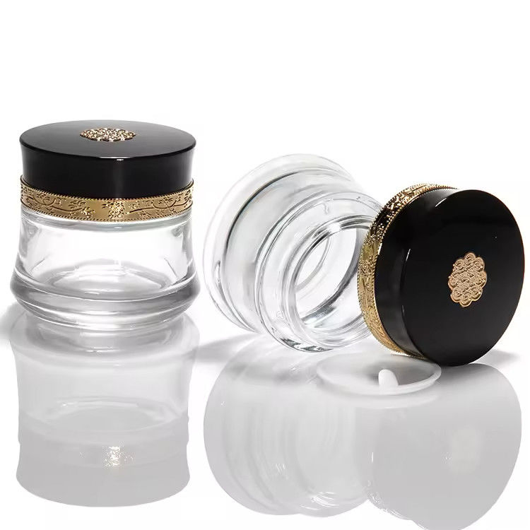 화장품 얼굴 크림 유리 병 50ml 및 유리 포장 둥근 얼음 유리 병 품질 사용자 정의 5g 10g 15g
