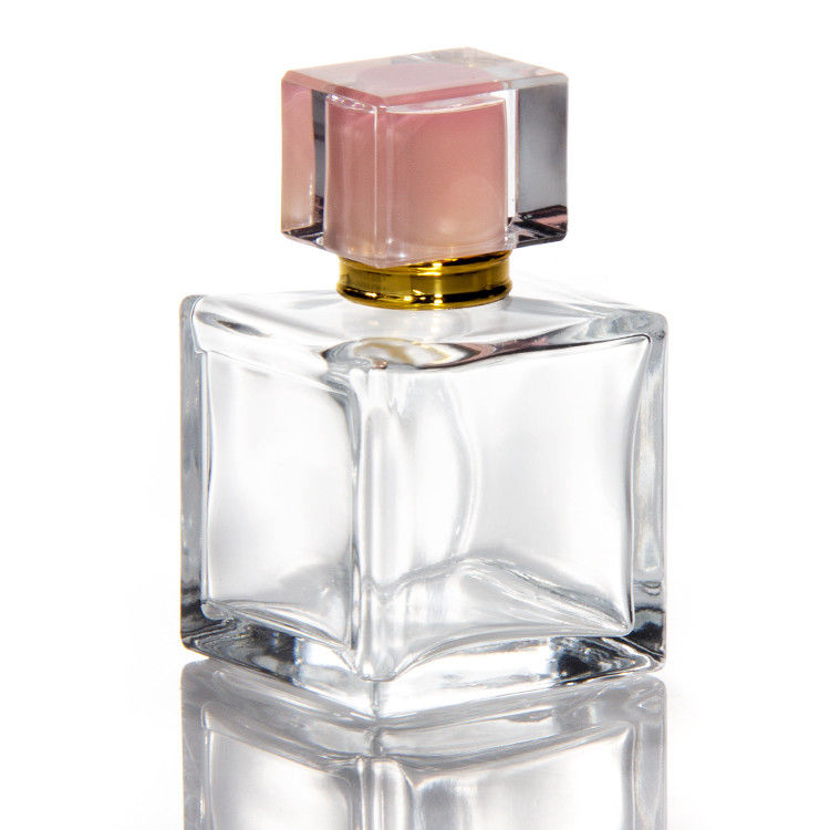 30ml 50ml 100ml 정사각형 육각형 향수 병 유리 병에 펌프 스프레이어와 함께 크리스탈 캡