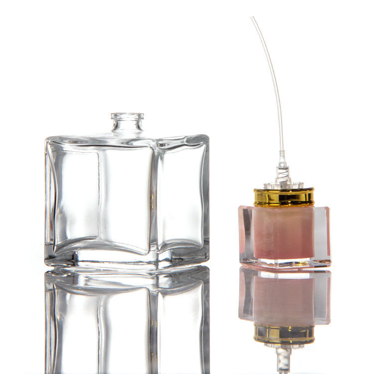 30ml 50ml 100ml 정사각형 육각형 향수 병 유리 병에 펌프 스프레이어와 함께 크리스탈 캡