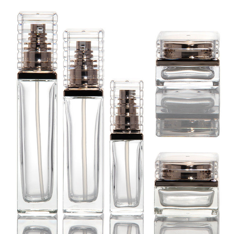30ml 50ml 80ml 100ml 투명 유리 펌프 병 세럼 에센셜 오일 향수 로션