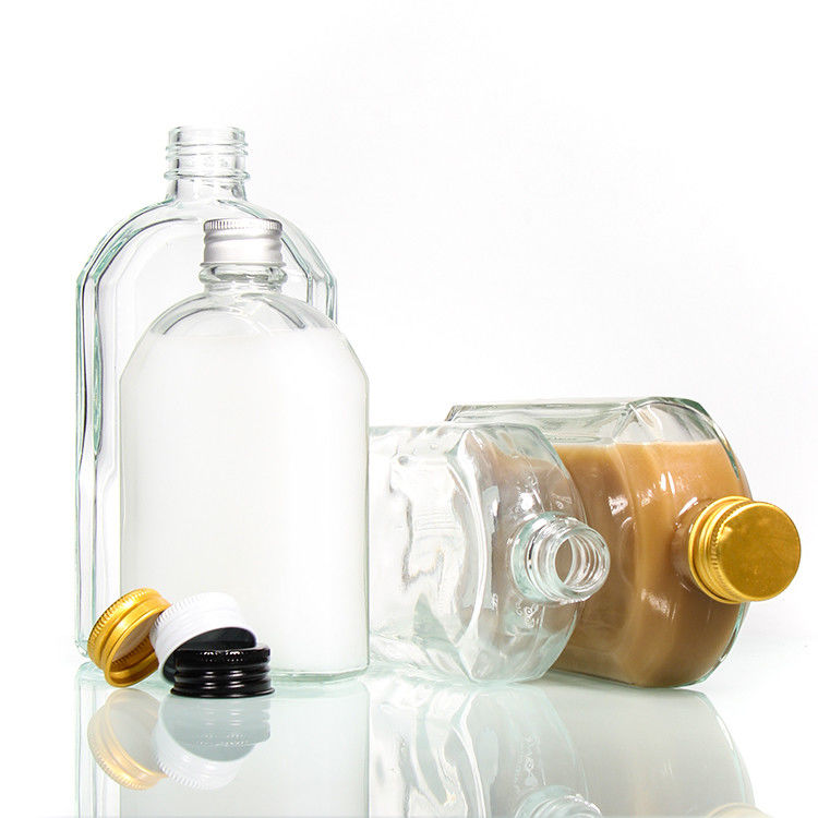 개인 맞춤형 350Ml 500Ml 평면 투명한 술 유리 평면 병 알루미늄 뚜??