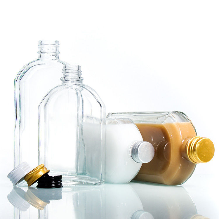 개인 맞춤형 350Ml 500Ml 평면 투명한 술 유리 평면 병 알루미늄 뚜??