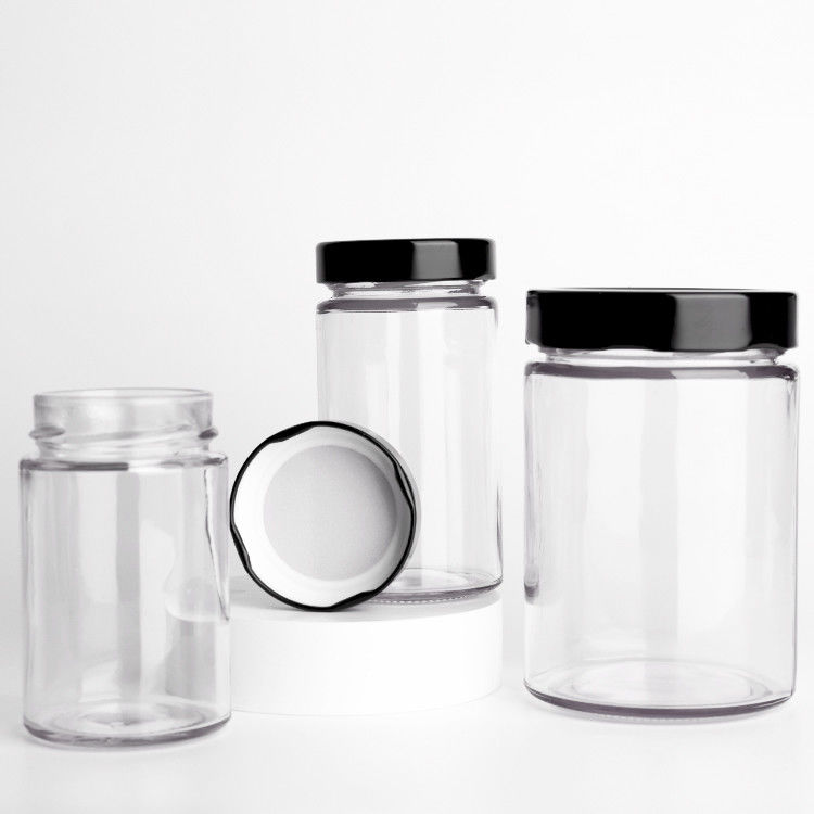 도매 원형 유리 피클 잔 195ml 240ml 350ml 꿀 향신료 칠리 소스 토마토 페이스트 젤리 유리 잔