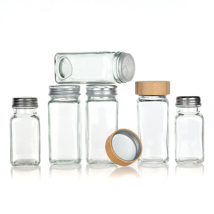 120Ml 90Ml 유리 향신료 병 쉐이커 뚜?? 을 붓기 사각형 4oz 향신료 병 부엌