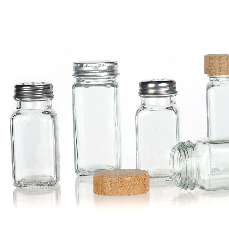 120Ml 90Ml 유리 향신료 병 쉐이커 뚜?? 을 붓기 사각형 4oz 향신료 병 부엌