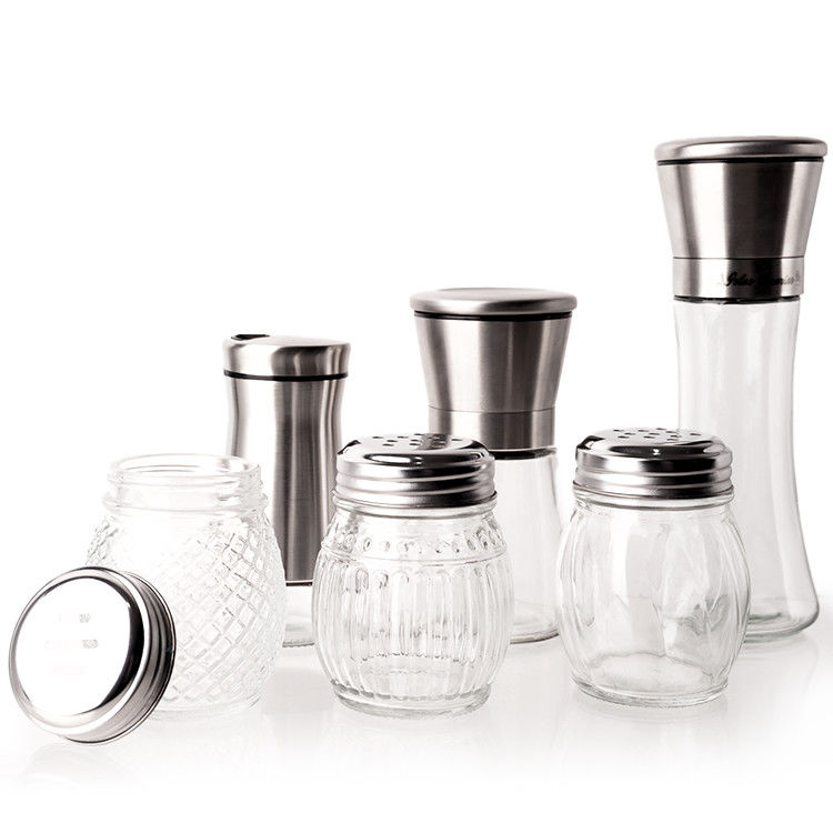 3.5온스 100ml 부엌 액세서리 향신료 유리 향신료 잔 설탕 소금 후추를 위해 설정