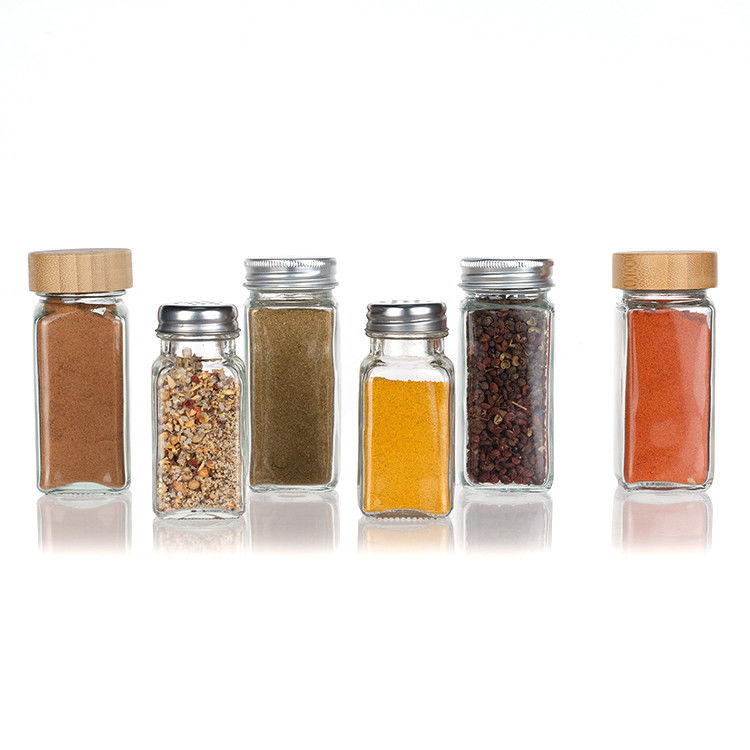 오엠 빈 맑은 120ml 광장 페퍼 유리 병 4oz 향신료 캔 쉐이커와 함께