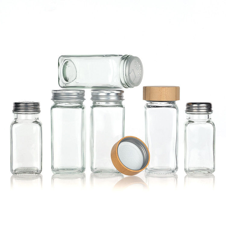 오엠 빈 맑은 120ml 광장 페퍼 유리 병 4oz 향신료 캔 쉐이커와 함께