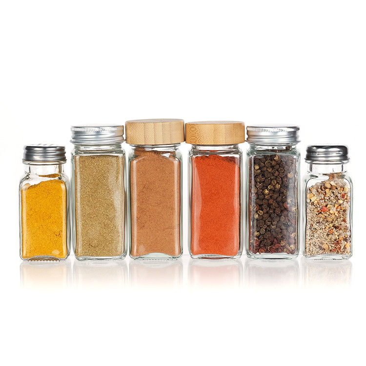 오엠 빈 맑은 120ml 광장 페퍼 유리 병 4oz 향신료 캔 쉐이커와 함께