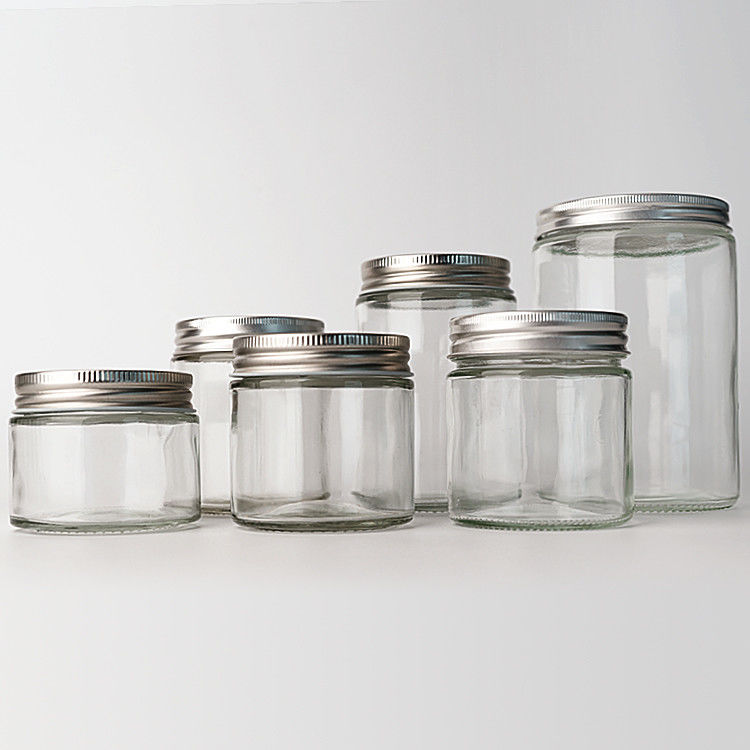빈 맑은 유리 둥근 정면 4oz 8oz 12oz 20oz 유리 병 깊은 금속 뚜?? 으로 음식 컨테이너