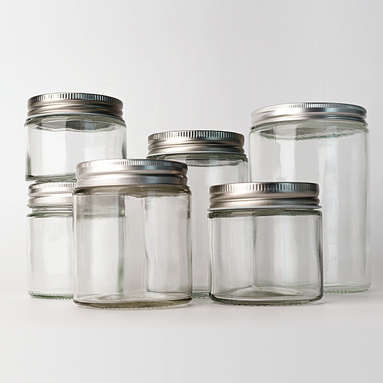 빈 맑은 유리 둥근 정면 4oz 8oz 12oz 20oz 유리 병 깊은 금속 뚜?? 으로 음식 컨테이너