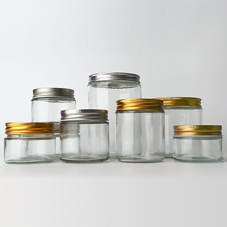 빈 맑은 유리 둥근 정면 4oz 8oz 12oz 20oz 유리 병 깊은 금속 뚜?? 으로 음식 컨테이너