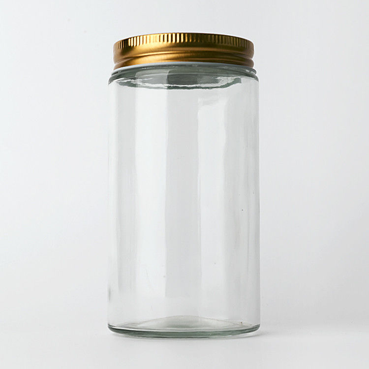 공장 공급 8oz 12oz 빈 맑은 과자 둥근 컨테이너 금 금 금속 뚜?? 과 유리 병