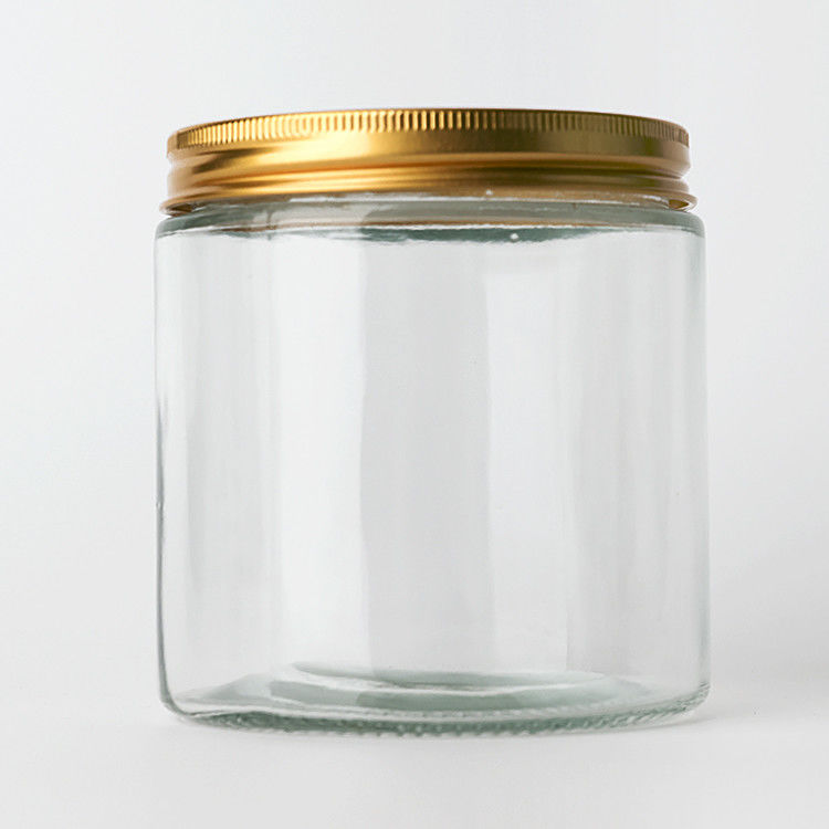 공장 공급 8oz 12oz 빈 맑은 과자 둥근 컨테이너 금 금 금속 뚜?? 과 유리 병