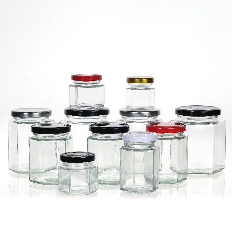 빈 꿀 병 유리 미니 헥사고널 꿀 병 500ml 380ml 180ml 90ml 45ml 뚜??